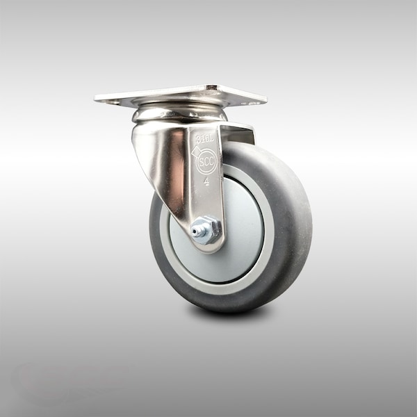 4 Inch 316SS Thermoplastic Rubber Wheel Swivel Top Plate Caster